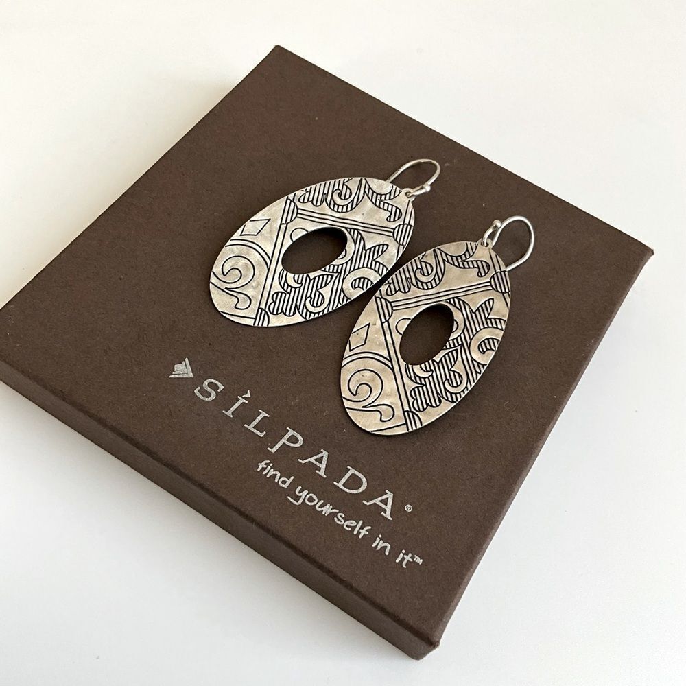 Silpada Silver Oval Filigree Cutout Drop Earrings - Picture 3 of 4